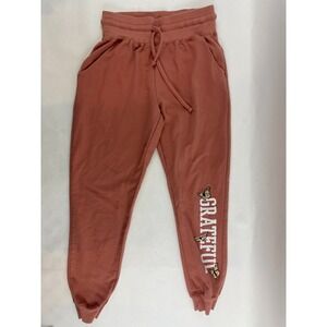 Zoe+Liv Pants Women's Size XS Salmon Joggers Drawstring GRATEFUL Butterfly Print